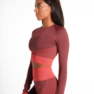 ADAPT Seamless Long Sleeve Crop Top / Coral Quartz Pursue Fitness 1