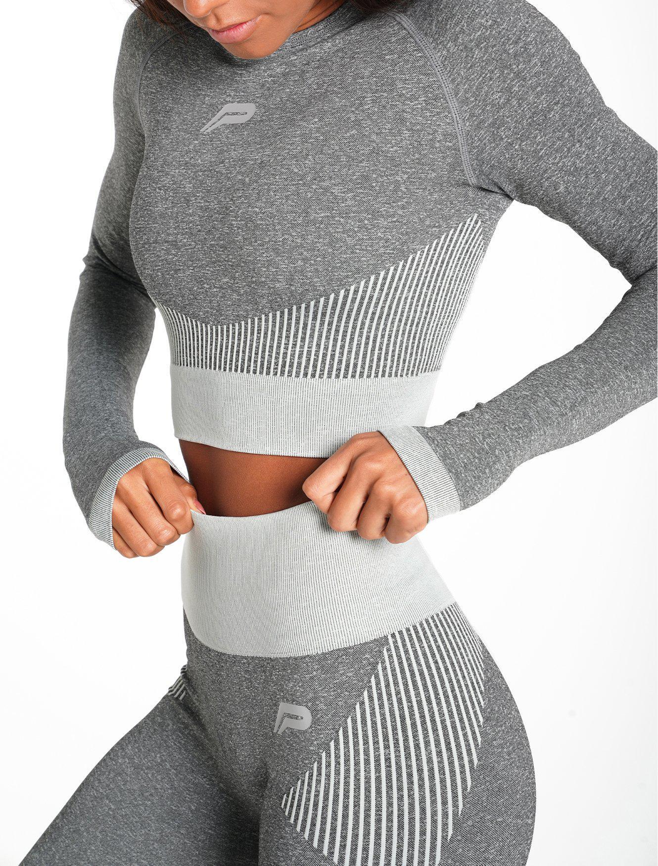 ADAPT Seamless Long Sleeve Crop Top / Light Grey Pursue Fitness 2