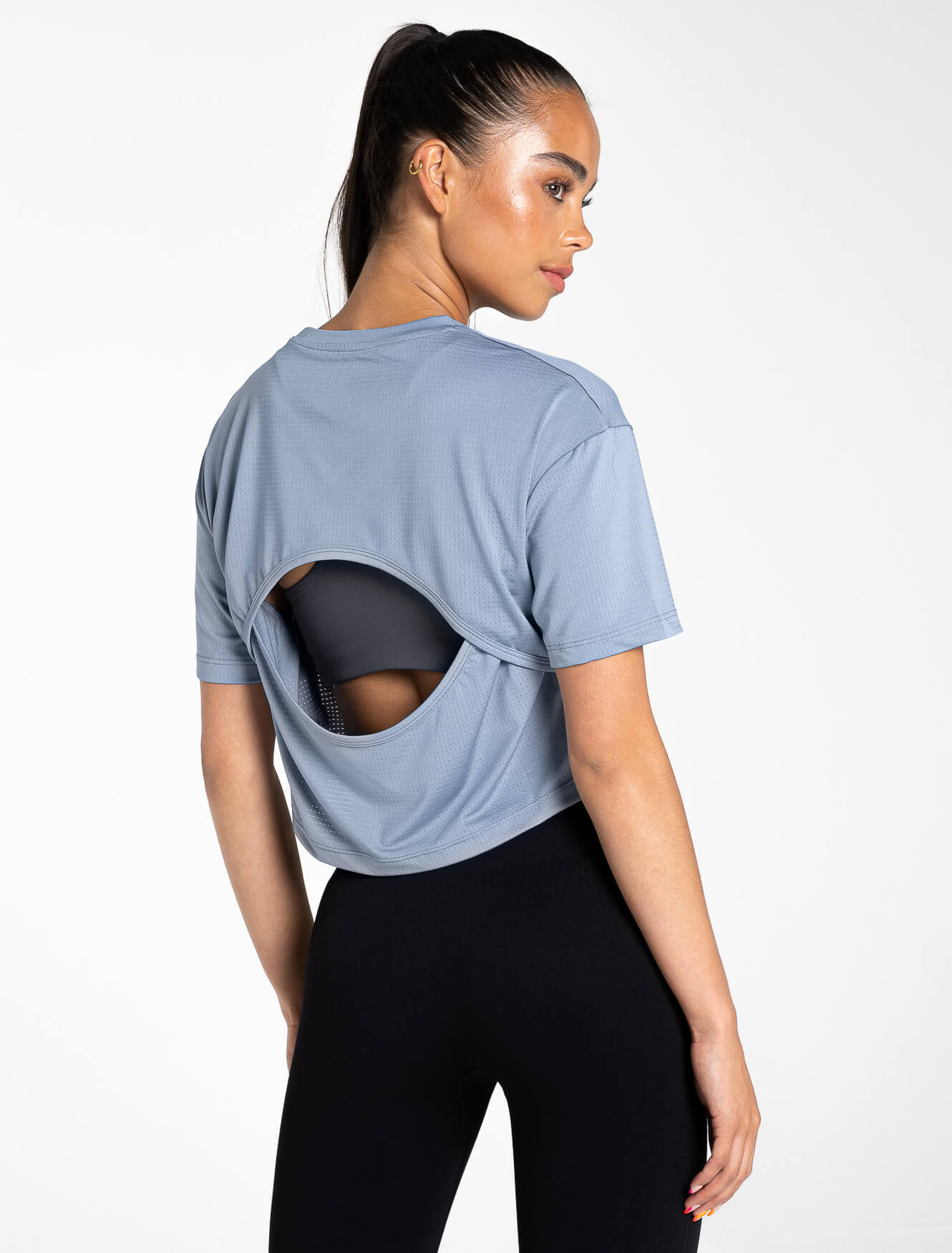 Breeze Crop T-Shirt / Dusky Blue Pursue Fitness 2