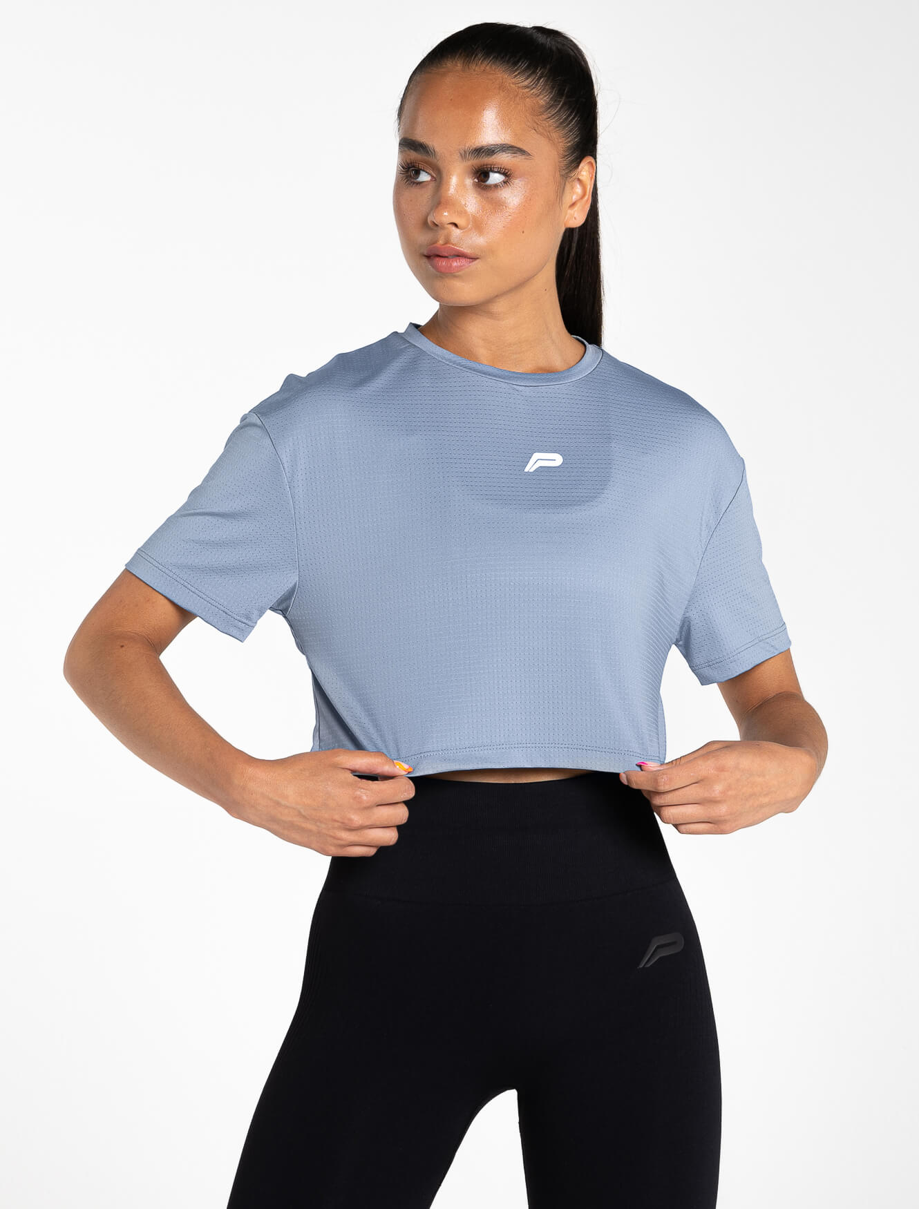 Breeze Crop T-Shirt / Dusky Blue Pursue Fitness 1