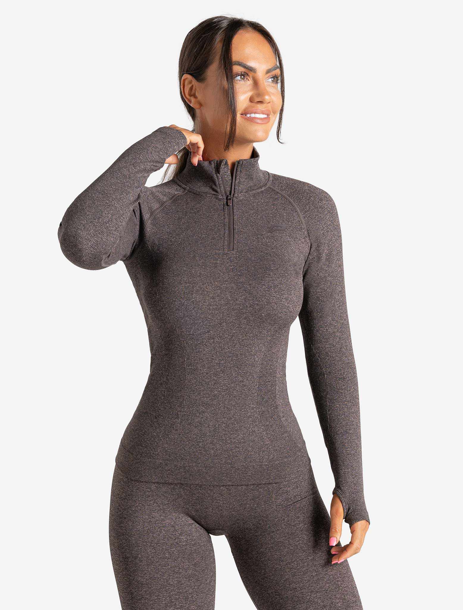 Core Seamless ¼ Zip / Brown Marl Pursue Fitness 7