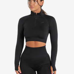 Core Seamless Crop ½ Zip / Blackout Pursue Fitness 1