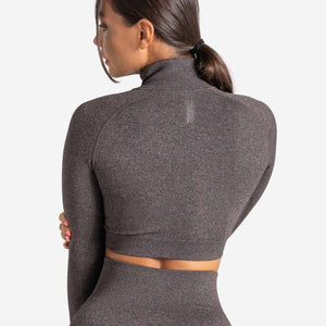 Core Seamless Crop ½ Zip / Brown Marl Pursue Fitness 2