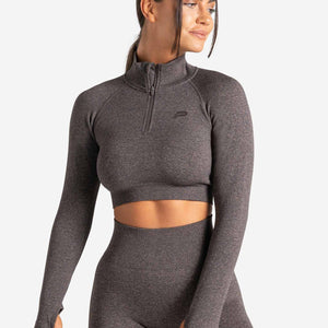 Core Seamless Crop ½ Zip / Brown Marl Pursue Fitness 5