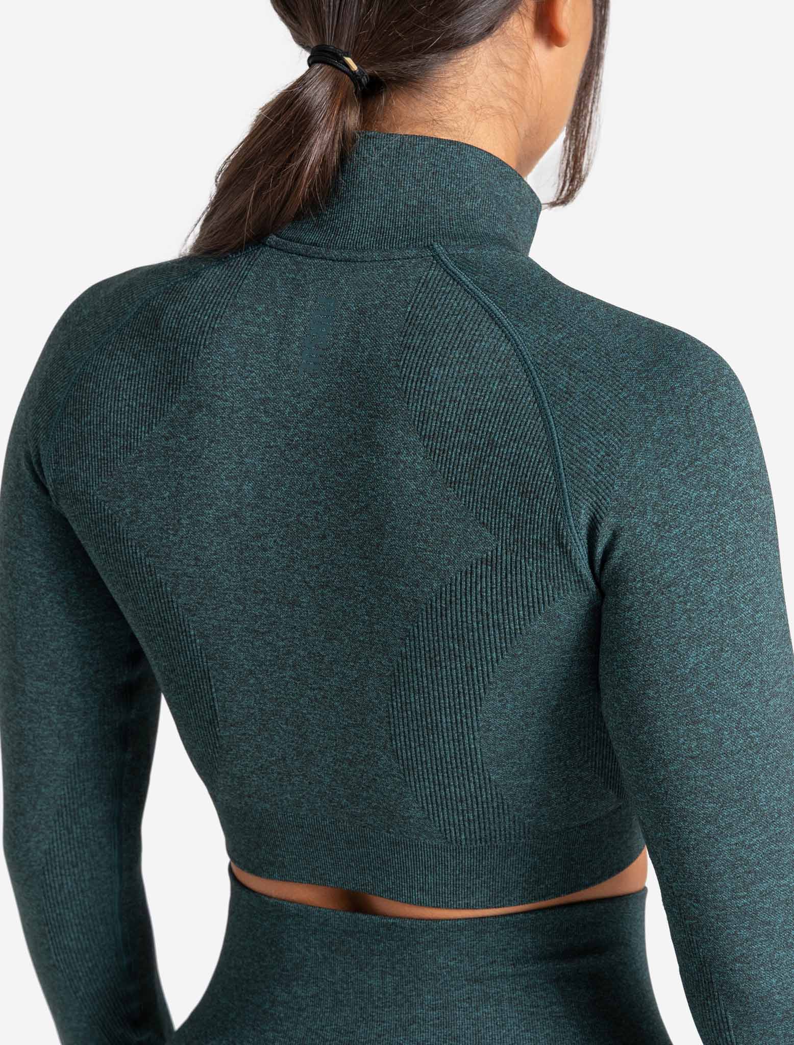 Core Seamless Crop ½ Zip / Teal Marl Pursue Fitness 2