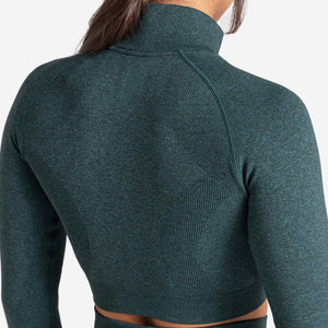 Core Seamless Crop ½ Zip / Teal Marl Pursue Fitness 2