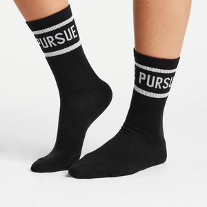 Crew Socks / Black (Unisex) Pursue Fitness 1