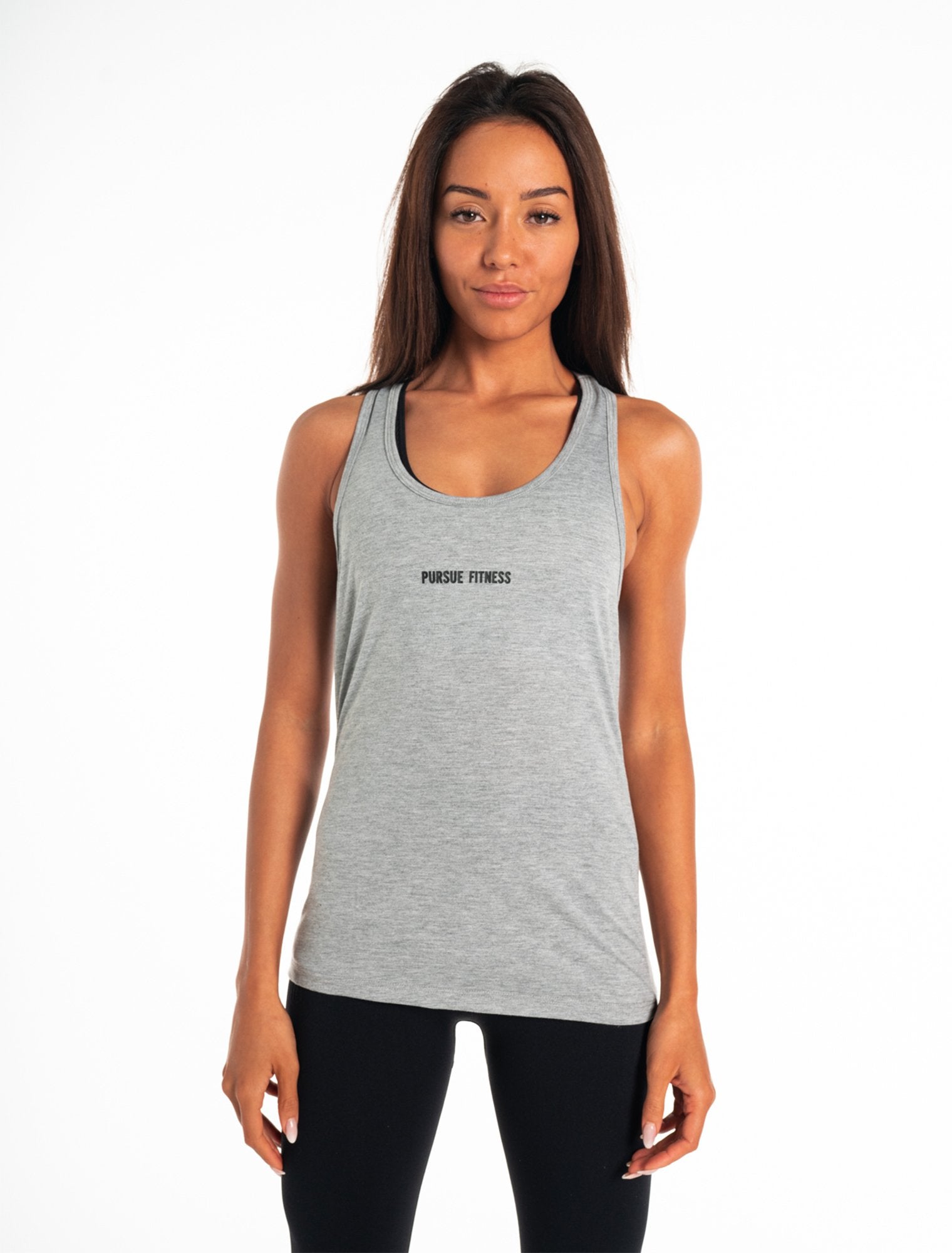 Cross Back Tank / Heather Grey Pursue Fitness 1