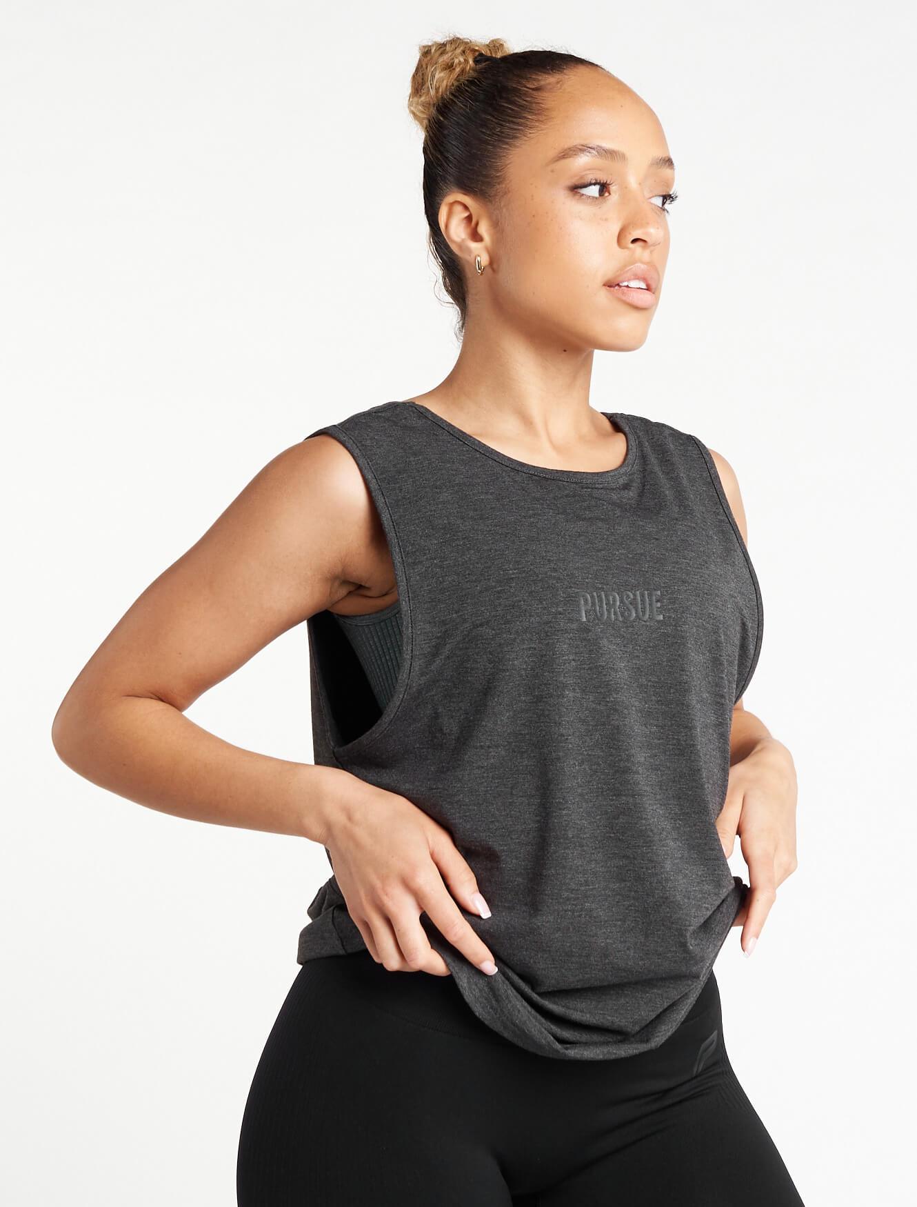 Crossover Tank Top / Charcoal Marl Pursue Fitness 2