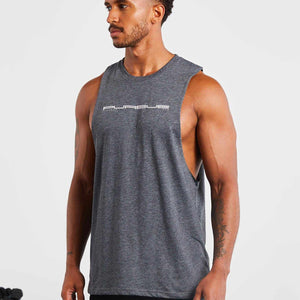 Graphic Drop Arm Tank / Charcoal Marl Pursue Fitness 2