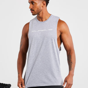 Graphic Drop Arm Tank / Grey Marl Pursue Fitness 1