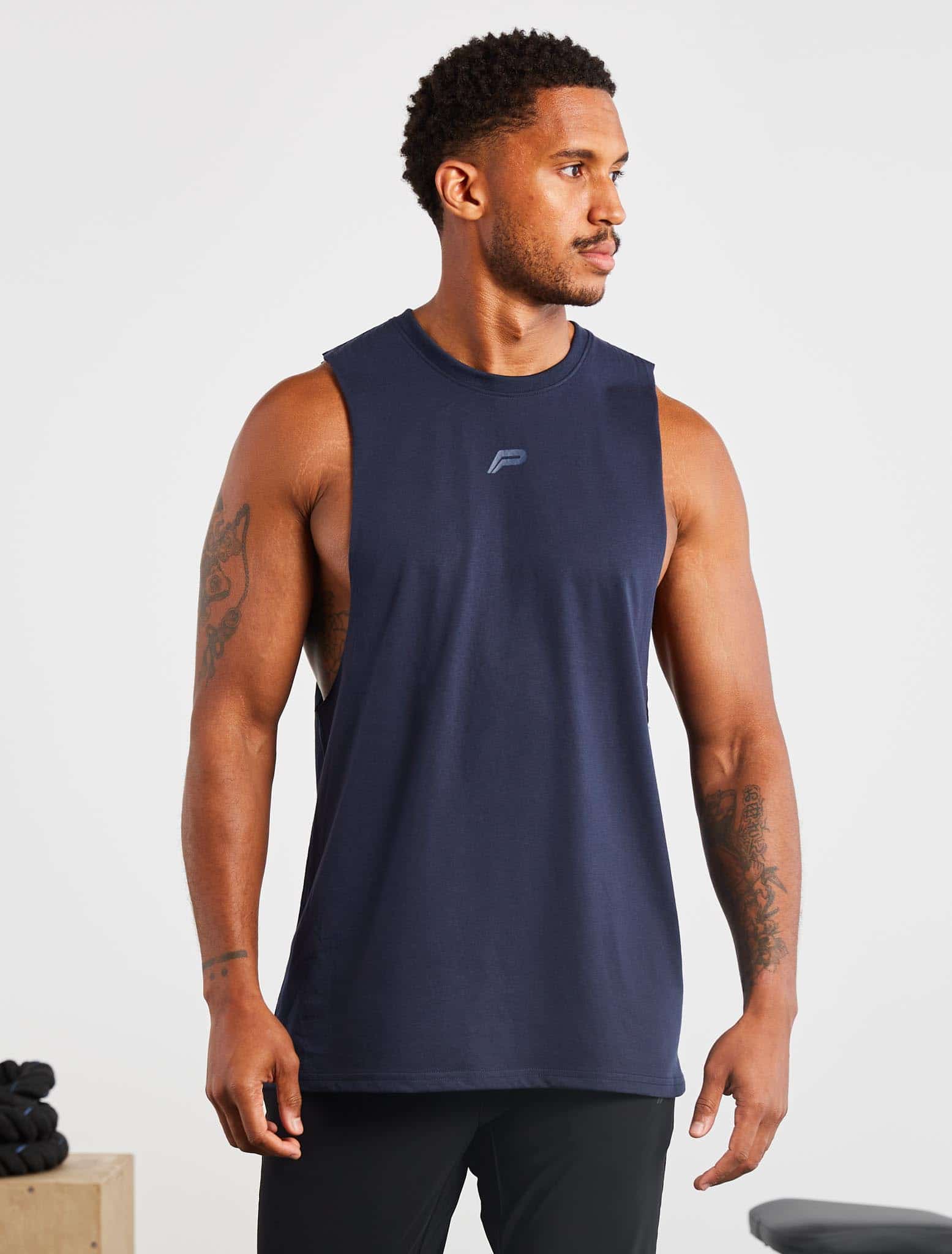 Icon Drop Arm Tank / Navy Pursue Fitness 1