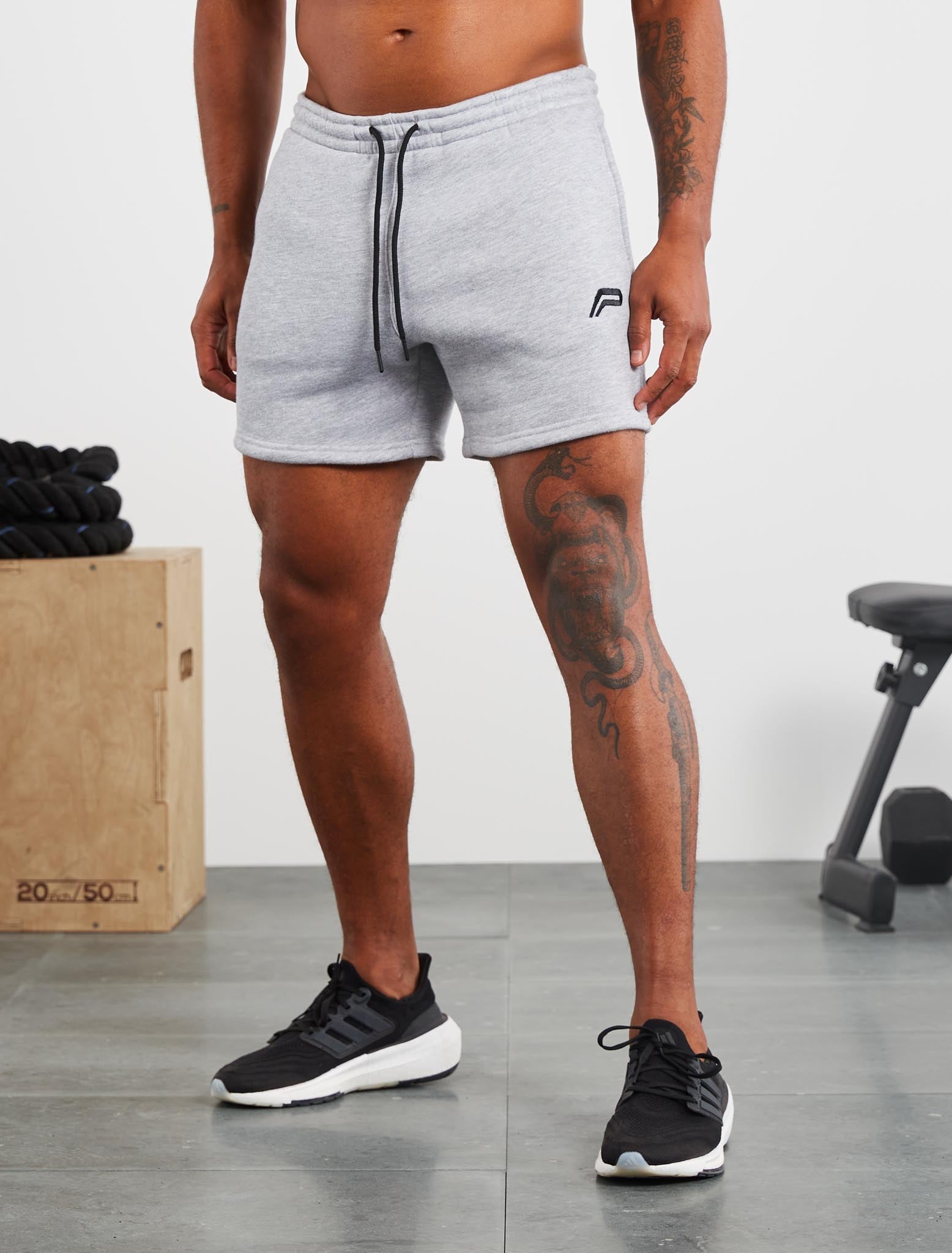 Icon Tapered Shorts / Heather Grey Pursue Fitness 1