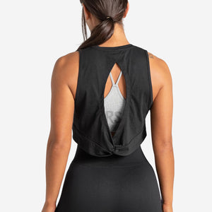 Knot Back Crop Tank / Black Pursue Fitness 2