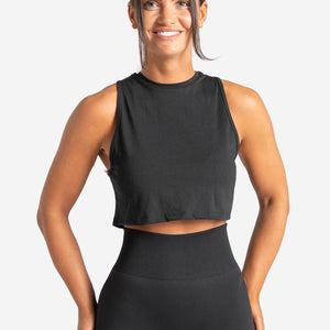 Knot Back Crop Tank / Black Pursue Fitness 1