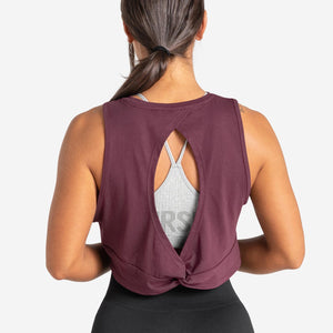 Knot Back Crop Tank / Maroon Pursue Fitness 2