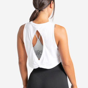 Knot Back Crop Tank / White Pursue Fitness 2