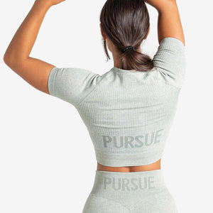 Lounge Seamless Crop T-Shirt / Sage Green Pursue Fitness 2