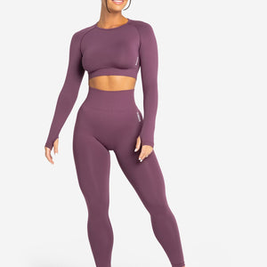 Move Seamless Long Sleeve Crop Top / Plum Pursue Fitness 2