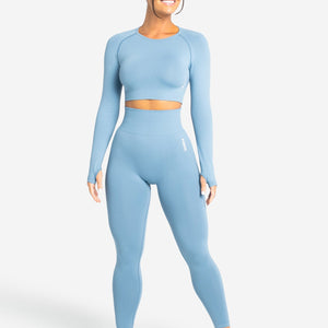 Move Seamless Long Sleeve Crop Top / Sky Blue Pursue Fitness 2