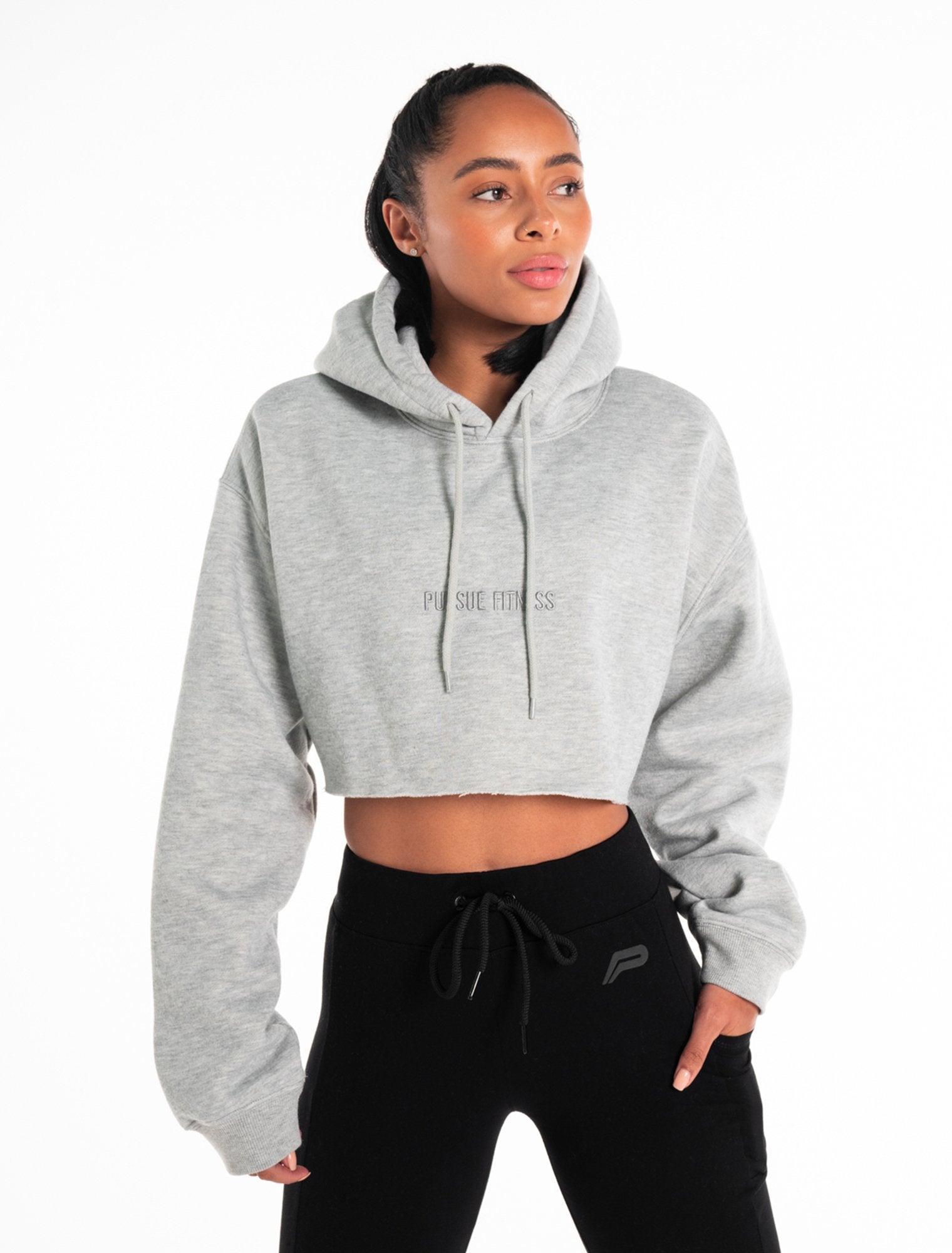 Oversized Crop Hoodie / Marl Grey Pursue Fitness 1