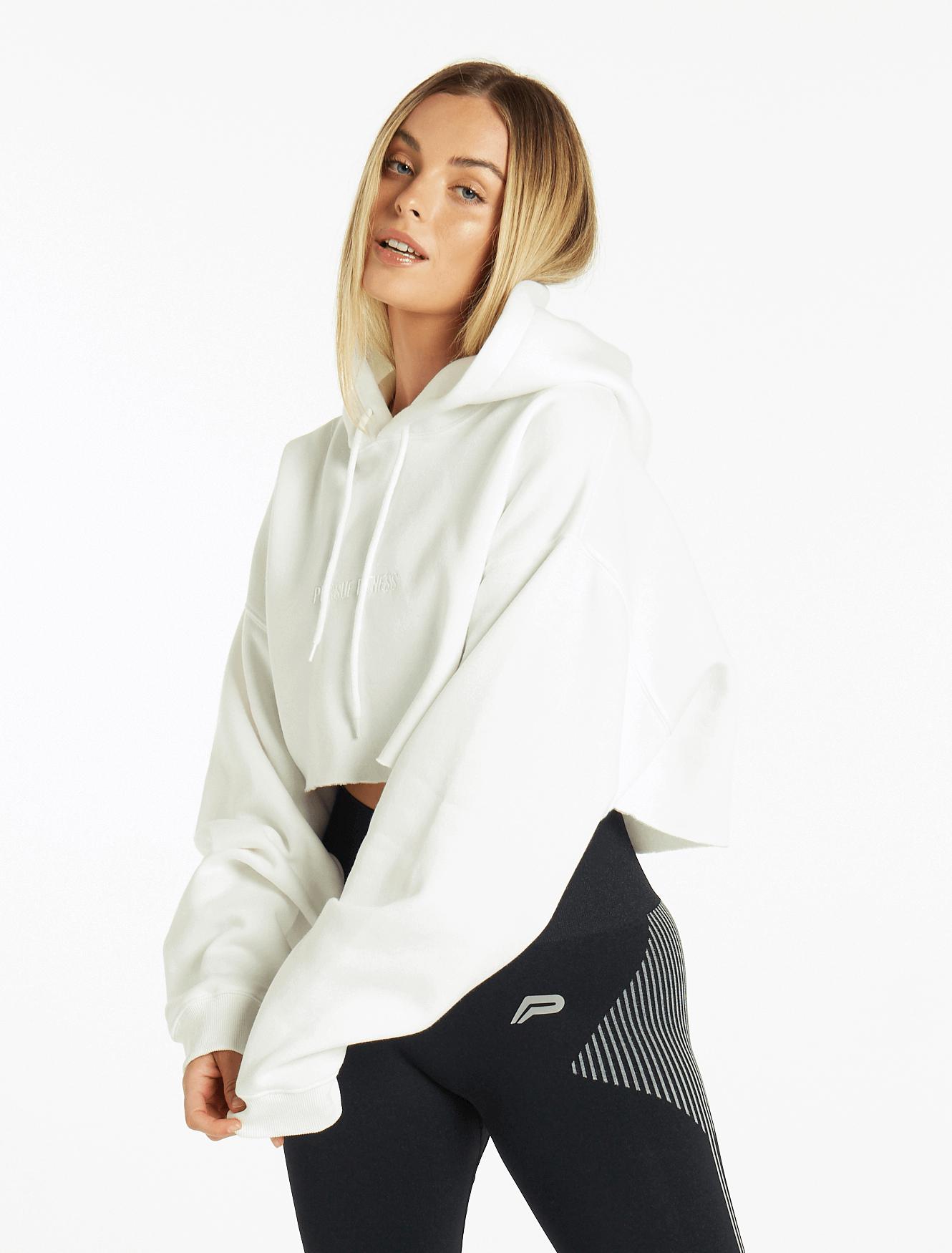 Oversized Crop Hoodie / Pure White Pursue Fitness 1