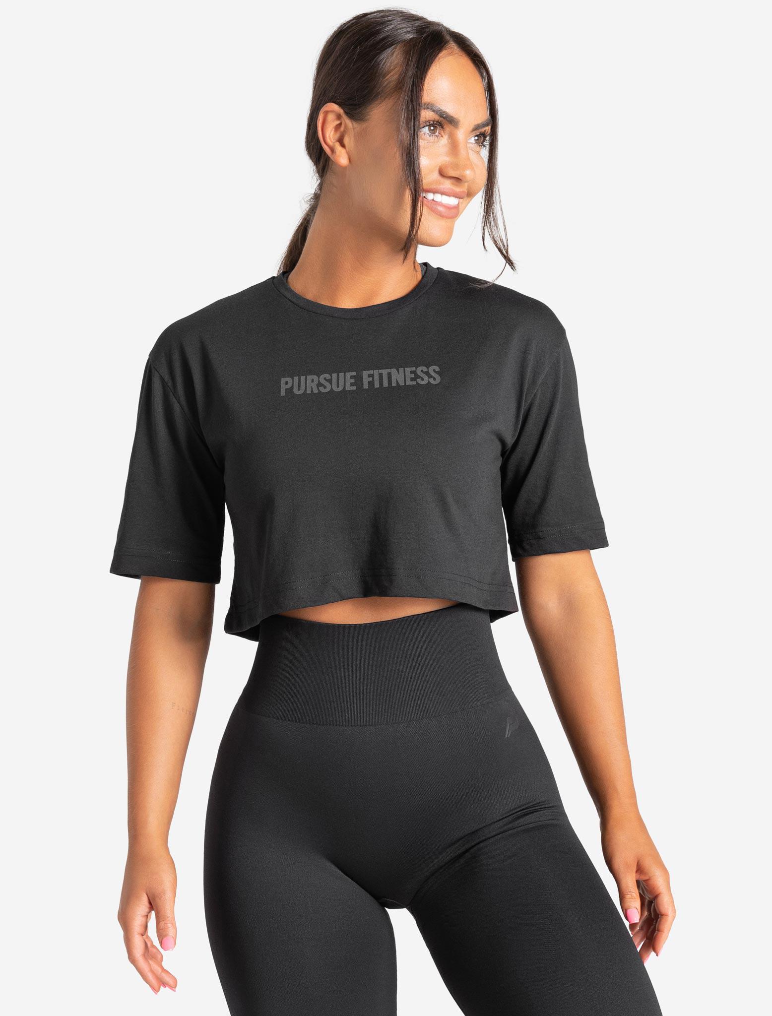 Oversized Crop T-Shirt / Black Pursue Fitness 1