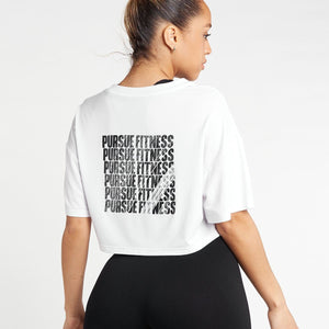 Oversized Crop T-Shirt / White Pursue Fitness 2