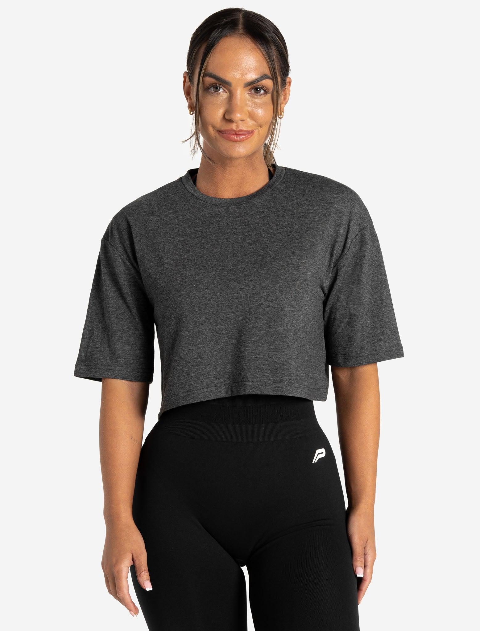 Wave Crop T-Shirt / Charcoal Marl Pursue Fitness 2