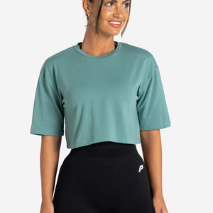 Wave Crop T-Shirt / Teal Pursue Fitness 2