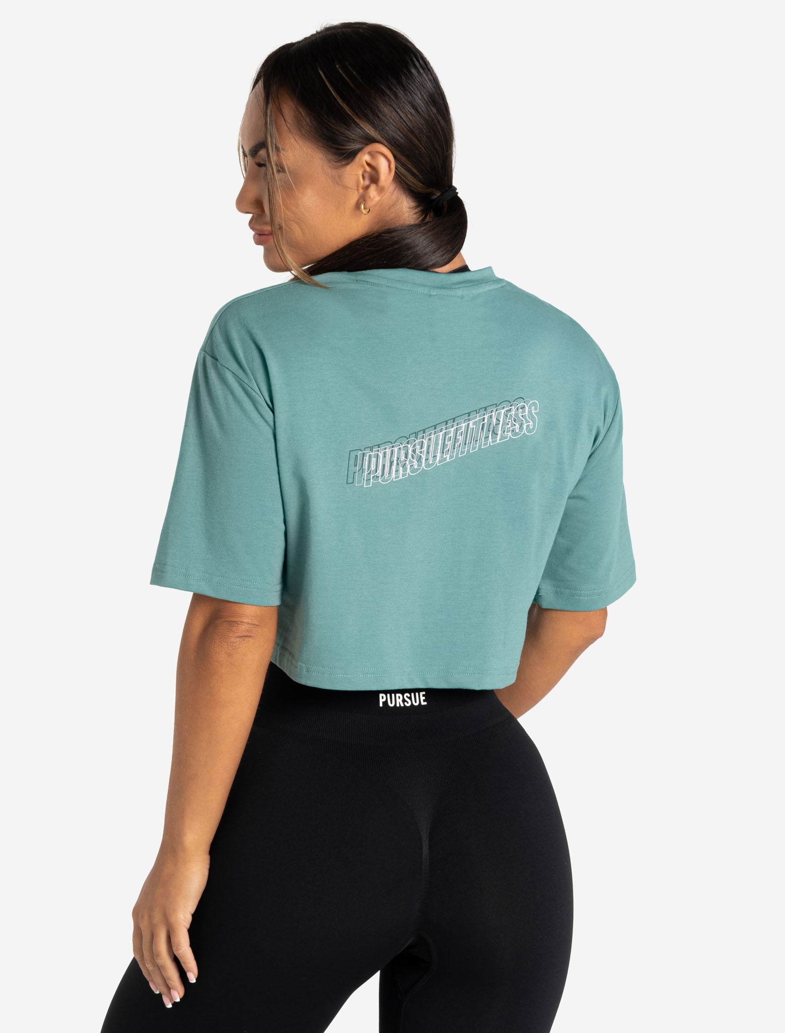 Wave Crop T-Shirt / Teal Pursue Fitness 1