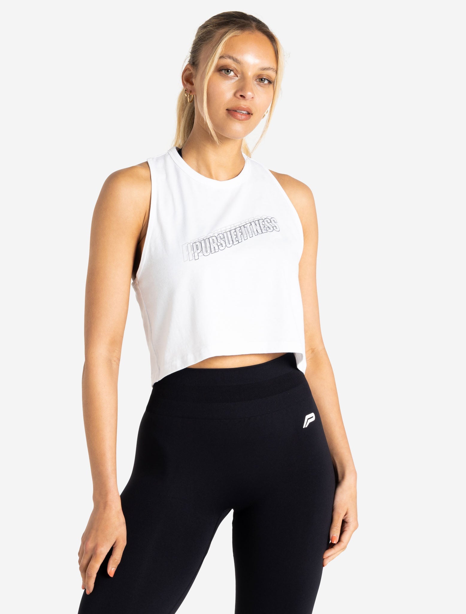 Wave Crop Tank / White Pursue Fitness 1